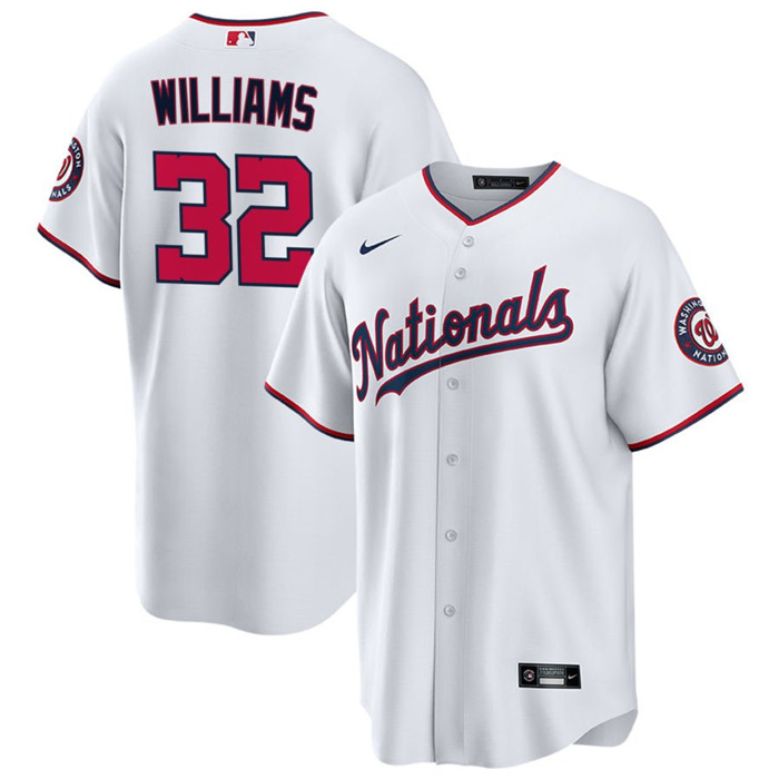 Men's Washington Nationals #32 Trevor Williams White Cool Base Stitched Baseball Jersey - Click Image to Close